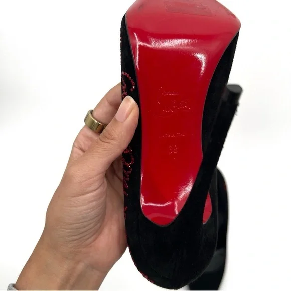 Christian Louboutin Black Stiletto Heels Walk A Mile In My Shoes Collection 38 - Picture 15 of 15